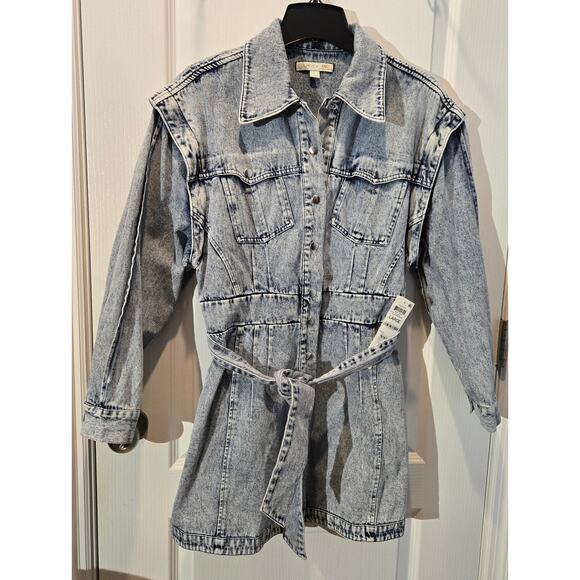 NWT denim dress convertible sleeves Culpos X INC  sz L - Picture 1 of 8